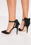 Fashare Womens High Heels Bow Tie Stiletto Ankle Strap Wedding Dress Pumps Shoes B-Black