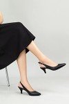 Greatonu Womens Black Buckle Strap Sexy Slingback Heels Dress Pumps Court Shoes Size 6