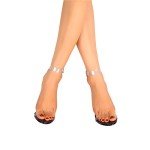 Cape Robbin Maria-2 Clear Chunky Block High Heels for Women, Transparent Strappy Open Toe Shoes Heels for Women - Black Size 8