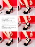 OCHENTA Women's Ankle Strap Platform Pumps Strappy High Heels Sexy Stiletto Shoes Dress Party Velvet Black 37 - US 6.5