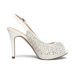DREAM PAIRS Women's Invest High Heels Platform Sexy Dress Rhinestones Peep Toe Pumps Shoes, White Glitter, Size 9.5