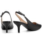 Greatonu Womens Black Buckle Strap Sexy Slingback Heels Dress Pumps Court Shoes Size 6