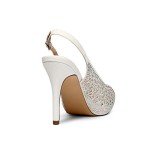 DREAM PAIRS Women's Invest High Heels Platform Sexy Dress Rhinestones Peep Toe Pumps Shoes, White Glitter, Size 9.5