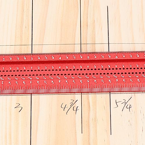 AKNgoes Woodworking Scriber T-Square Ruler 12in with Thoughtful Support Lips, Architect Ruler for Carpenter Work, Layout and Measuring Tools…