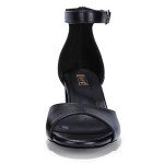 IDIFU Women's Black Chunky Pump Heel Sandals Peep Toe Low Block Ankle Strap Wedding Formal Dress Heels Shoes