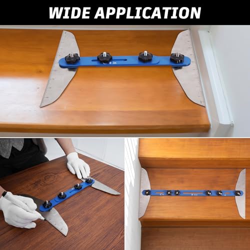 tonchean Stair Treads Gauge Template Tool Solid Metal Tread jig Shelf Scribe Layout Tool for Accurately Measuring Angle and Length of Stairs, Risers, Shelves, and Drywall