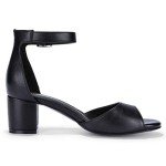 IDIFU Women's Black Chunky Pump Heel Sandals Peep Toe Low Block Ankle Strap Wedding Formal Dress Heels Shoes