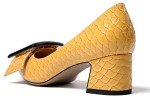 Eldof Women's 5 cm Block Heel Shoes, Pointy Toe Pumps, Buckle Style Slip On, Fashion Wedding Dress Office Lady Yellow Fish Scale US 11