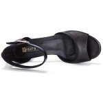 IDIFU Women's Black Chunky Pump Heel Sandals Peep Toe Low Block Ankle Strap Wedding Formal Dress Heels Shoes