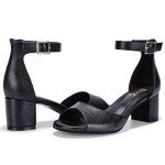 IDIFU Women's Black Chunky Pump Heel Sandals Peep Toe Low Block Ankle Strap Wedding Formal Dress Heels Shoes