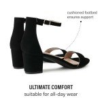 J.Adams Daisy Heeled Sandals for Women – Wide Ankle Strap Low 2 Inch Kitten Short Block Heel, Open Toe Dress Shoes – Chunky Heels for Bridal, Wedding, Parties – Dressy Platform Sandals, Women's Shoes