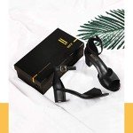 IDIFU Women's Black Chunky Pump Heel Sandals Peep Toe Low Block Ankle Strap Wedding Formal Dress Heels Shoes