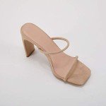 VETASTE Women Double Straps Heel Sandals Square Open Toe Party Dress Shoes