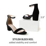 J.Adams Daisy Heeled Sandals for Women – Wide Ankle Strap Low 2 Inch Kitten Short Block Heel, Open Toe Dress Shoes – Chunky Heels for Bridal, Wedding, Parties – Dressy Platform Sandals, Women's Shoes