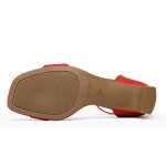 DREAM PAIRS Women's DHS214 Square Toe Low Block Chunky Heels Open Toe Ankle Strap Dress Pump Shoes Red Size 5.5 US