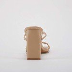 VETASTE Women Double Straps Heel Sandals Square Open Toe Party Dress Shoes