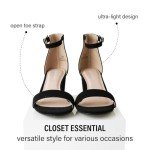 J.Adams Daisy Heeled Sandals for Women – Wide Ankle Strap Low 2 Inch Kitten Short Block Heel, Open Toe Dress Shoes – Chunky Heels for Bridal, Wedding, Parties – Dressy Platform Sandals, Women's Shoes