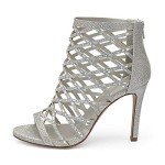 DREAM PAIRS Women's Silver Rhinestone Ankle Strap Open Toe Stiletto Heel Sandals Cutout Dress Pump Shoes Size 9.5 B(M) US Paven