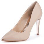 JENN ARDOR Womens Heels 4 Inch High Heels for Women Stiletto Pumps Closed Pointed Toe Office Lady Wedding Party Elegant Dress Heeded Shoes Nude