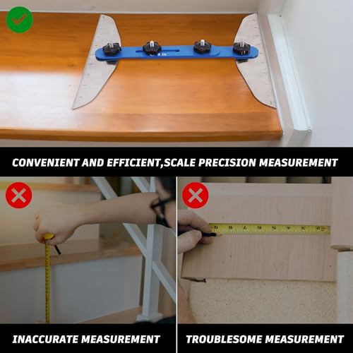 tonchean Stair Treads Gauge Template Tool Solid Metal Tread jig Shelf Scribe Layout Tool for Accurately Measuring Angle and Length of Stairs, Risers, Shelves, and Drywall