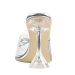 LISHAN Women's Clear High Heels Rhinestones Studded Bowknot Slipper Sexy Dressy Prom Party Slides Sandals Sling Back Open Toe Shoes Silver Size 14