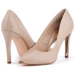 JENN ARDOR Womens Heels 4 Inch High Heels for Women Stiletto Pumps Closed Pointed Toe Office Lady Wedding Party Elegant Dress Heeded Shoes Nude