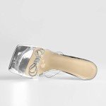 LISHAN Women's Clear High Heels Rhinestones Studded Bowknot Slipper Sexy Dressy Prom Party Slides Sandals Sling Back Open Toe Shoes Silver Size 14