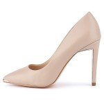 JENN ARDOR Womens Heels 4 Inch High Heels for Women Stiletto Pumps Closed Pointed Toe Office Lady Wedding Party Elegant Dress Heeded Shoes Nude
