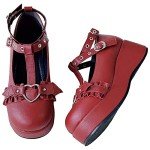 CELNEPHO Womens Mary Jane Shoes for Women, Sweet Bow Round Toe Ankle T-Strap Lolita Goth Platform Dress Pumps Shoes Oxfords B-red