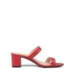 DREAM PAIRS Women's Dhs213 Two Strap Open Toe Low Block Chunky Heels Sandals Dress Pumps Shoes, Red Pu, Size 8.5