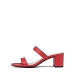 DREAM PAIRS Women's Dhs213 Two Strap Open Toe Low Block Chunky Heels Sandals Dress Pumps Shoes, Red Pu, Size 8.5