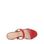 DREAM PAIRS Women's Dhs213 Two Strap Open Toe Low Block Chunky Heels Sandals Dress Pumps Shoes, Red Pu, Size 8.5