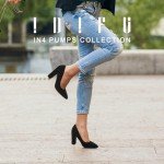 IDIFU Women's IN4 Chunky-HI Block High Heels Closed Pointed Toe Pumps Dress Office Shoes for Women (Black Nubuck, 10 M US)