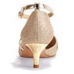 IDIFU Women IN2 Maxine Low Kitten Heels Dress Pumps Wedding Evening Formal Elegant Closed Toe Shoes for Women Bride (Gold Shiny, 9.5 M US)