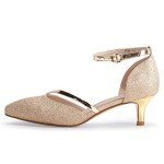 IDIFU Women IN2 Maxine Low Kitten Heels Dress Pumps Wedding Evening Formal Elegant Closed Toe Shoes for Women Bride (Gold Shiny, 9.5 M US)