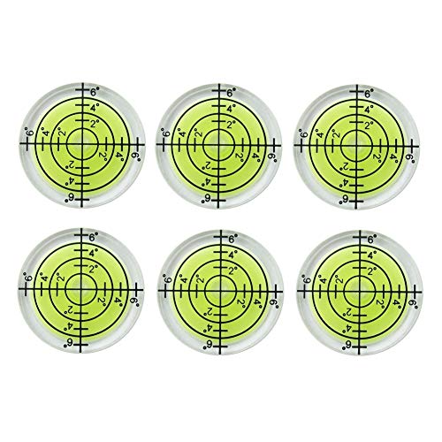 SIZIKJXGHWYI 6Pcs Bubble Spirit Levels 32x7mm Degree Mark Round Circular Level Bubble Leveling Tool Precision Measuring Layout Tools