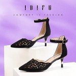 IDIFU Women's IN2 Candice Wedding Rhinestones Sequins Low Kitten Heels Pumps Dress Evening Shoes for Women Bridal Bride Black Suede 10 B(M) US