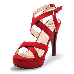 IDIFU Women's Red Dress Platform High Heels Strappy Heeled Sandals Open Toe Ankle Strap Heels Wedding Bridal Homecoming Shoes