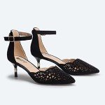 IDIFU Women's IN2 Candice Wedding Rhinestones Sequins Low Kitten Heels Pumps Dress Evening Shoes for Women Bridal Bride Black Suede 10 B(M) US