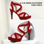 IDIFU Women's Red Dress Platform High Heels Strappy Heeled Sandals Open Toe Ankle Strap Heels Wedding Bridal Homecoming Shoes