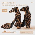 IDIFU Women's IN4 Pedazo High Block Heels Pumps Pointed Closed Toe Ankle Strap Dress Wedding Shoes (Leopard Suede, 6.5 M US)
