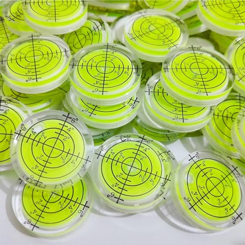 SIZIKJXGHWYI 6Pcs Bubble Spirit Levels 32x7mm Degree Mark Round Circular Level Bubble Leveling Tool Precision Measuring Layout Tools