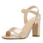 DREAM PAIRS Women's Chunky Heels Open Toe Ankle Strap High Block Comfy Dress Heel Sandals Pumps Shoes,Size 11,Gold,Gisela-1