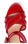 Eldof Women's High Heel Sandals Platform Ankle Strap Chunky Heels Comfortable Peep Toe Sexy Party Shoes Pumps Red US13