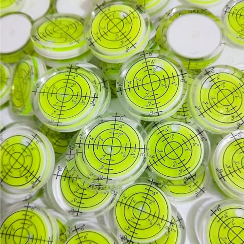 SIZIKJXGHWYI 6Pcs Bubble Spirit Levels 32x7mm Degree Mark Round Circular Level Bubble Leveling Tool Precision Measuring Layout Tools