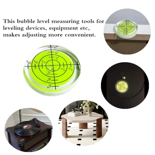 SIZIKJXGHWYI 6Pcs Bubble Spirit Levels 32x7mm Degree Mark Round Circular Level Bubble Leveling Tool Precision Measuring Layout Tools