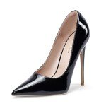 Elisabet Tang Women Pumps, Pointed Toe High Heel 4.7 inch/12cm Party Stiletto Heels Shoes Black 11