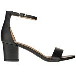 ILLUDE Women's Open Toe Ankle Strap Low Block Chunky Heels Sandals Party Dress Pumps Shoes (6.5, Black PU)