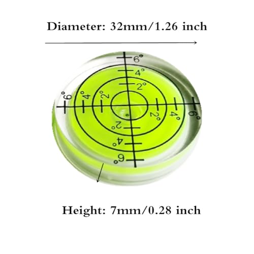 SIZIKJXGHWYI 6Pcs Bubble Spirit Levels 32x7mm Degree Mark Round Circular Level Bubble Leveling Tool Precision Measuring Layout Tools