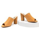 Trary Brown Heels for Women, Women's Chunky High Heels Open Toe Heels Sandals Slip on Mules Comfortable Casual Dressy Pumps Shoes Slingback Heels Sandals with Block Heels Size 11